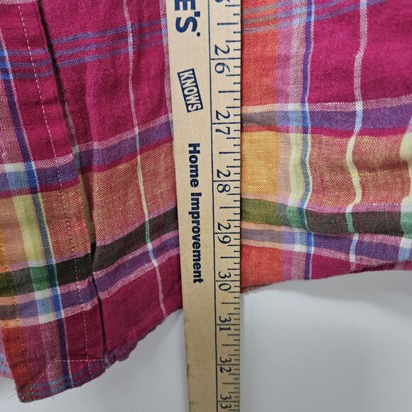 Polo Ralph Lauren Linen Shirt Men's Medium Plaid Colorful Button Up Long Sleeves - Picture 6 of 8